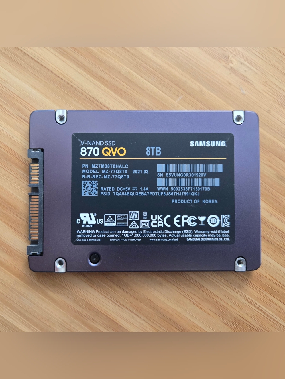 Samsung 870 QVO 8TB (Yes EIGHT 8 TB) Internal SATA III SSD HD